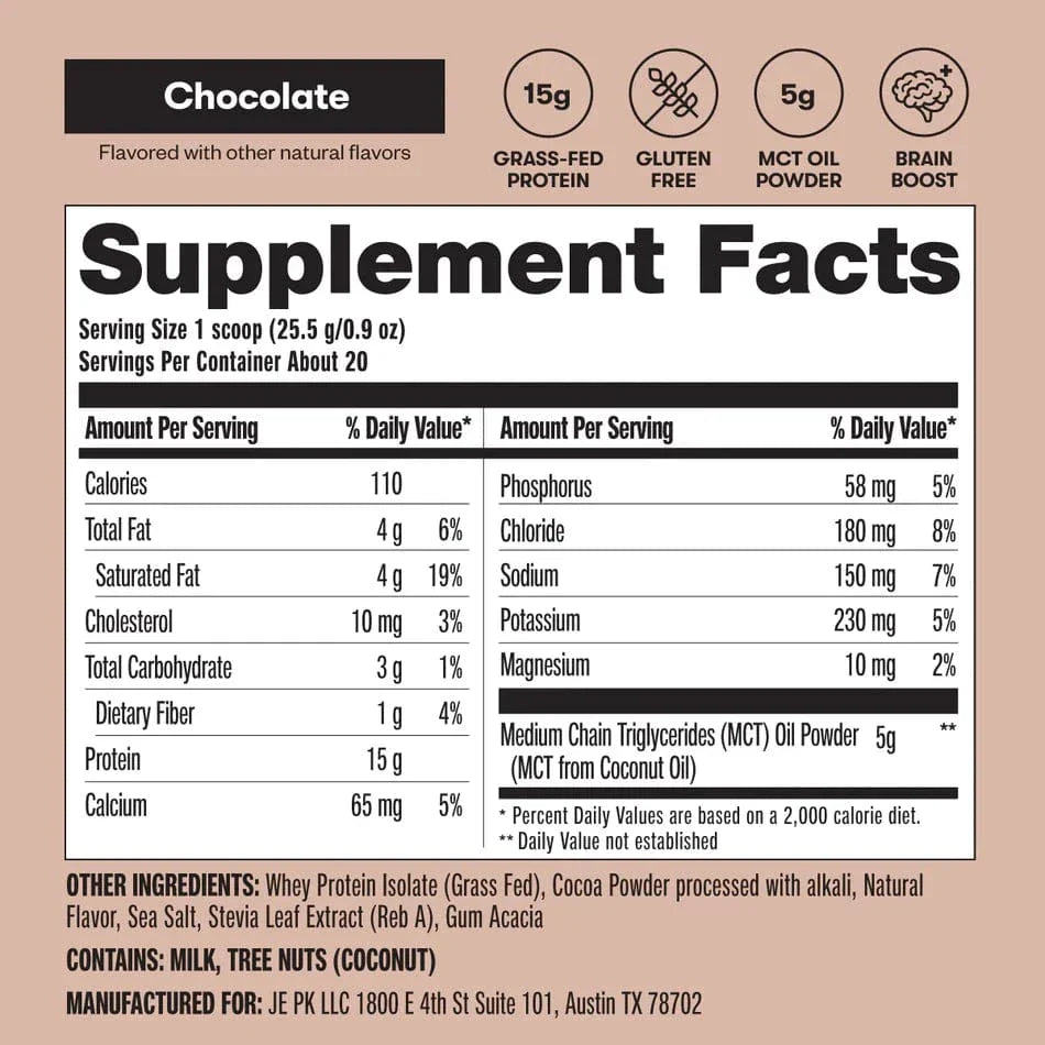 Perfect Keto Keto Whey Protein Chocolate Perfect Keto 511g P-PKWC-30 Vital20